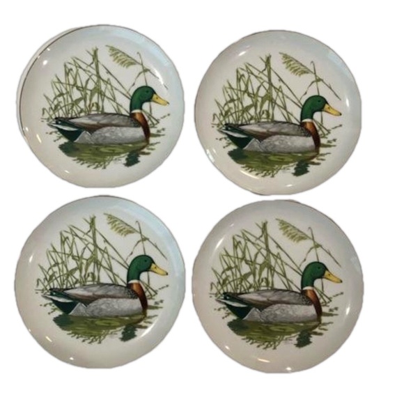 Vintage Ned Smith Waterfowl 8” plates. Set of 4. Signed. Mallard, hunting lodge - Picture 1 of 9